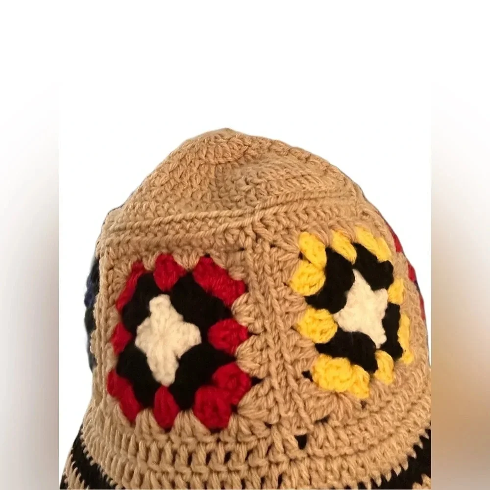 New Hand Crochet Unisex Granny Squares Bucket Hat